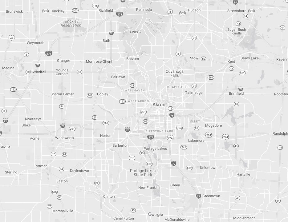 Greater Akron area google map grayscale